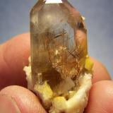 Quartz; rutile and feldspar
Van Rhynsdorp, Western Cape, South Africa
38 x 22 x 16 mm
Self collected at a dolomite mine (Author: Pierre Joubert)