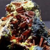Crocoite and Pyromorphite
Platts Prospect, Zeehan District, Dundas Tasmania
FOV 20 x 20 mm approx (Author: nurbo)