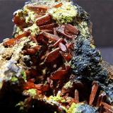 Crocoite and Pyromorphite
Platts Prospect, Zeehan District, Dundas Tasmania
FOV 20 x 20 mm approx (Author: nurbo)