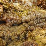 Mimetite (Var Campylite)
Dry ghyll, Caldbeck Fells, Lake District, Cumbria, England, UK.
FOV 40 x 30 mm Approx (Author: nurbo)