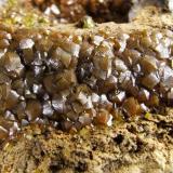 Mimetite (Var Campylite)
Dry ghyll, Caldbeck Fells, Lake District, Cumbria, England, UK.
FOV 30 x 20 mm Approx (Author: nurbo)