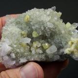 Quartz; Calcite, Prehnite; Analcime
Brandberg, Namibia
72 x 45 x 33 mm
This is a really amazing specimen from a recent find, and one of the most amazing Brandberg specimens that we have. (Author: Pierre Joubert)