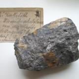 Ullmannite, siderite
Silberquelle mine, Obersdorf, Siegerland, Germany.
7 x 4,5 cm
So-called "kallilite" (admixture with millerite and hauchecornite) from the type locality. With Bergakademie Freiberg label. (Author: Andreas Gerstenberg)