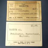 Label for barite pictured above. (Author: crosstimber)