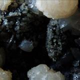 Dolomite on Galena and Chalcopyrite.
Boldut Mine, Cavnic, Maramures, Rumania.
FOV 15 x 10 mm approx. (Author: nurbo)