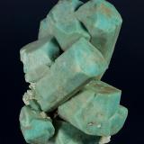 Microcline (v. Amazonite)  -- cleaned
Lake George area, Park County, Colorado, USA

130 x 124 x 104 mm

Classic, old-time Colorado Amazonite with sharp, light greenish-blue, blocky crystals of Microcline, on a matrix of white Albite (v. Cleavlandite). The Amazonites are well formed and fully terminated, several of which are well-developed twins. One crystal has a "slot" where it once enclosed a blade of what was likely Cleavlandite. This is an old AE Foote specimen, and was later sold by Filer&rsquo;s (Redlands, CA) and the Bradleys (Los Angeles). Formerly in the Don Boydston and Joel D. Cohen collections. It is complete on all sides, unrepaired and has no damage. (Author: GneissWare)