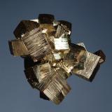 Pyrite
Mogila deposit, Septemvri Mine, Madan District, Smolyan Oblast, Bulgaria
4.3 x 6.1 cm
Heavily striated cubic crystals to 2.5 cm. (Author: crosstimber)