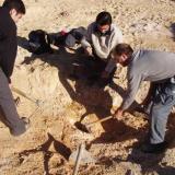 From left to right: Joan, Baltasar and Joan Carles trying to find a geode in a big planar pegmatite. Unluckily the geode didn&rsquo;t appear!! :( (Author: Sergio)