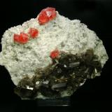 Octahedral Fluorite on Albite matrix with Smoky Quartz. (2001) Pointe Kurz (3600 m altitude) Haute-Savoie, France. Size 19x 15.5 x 9 cm. 
Specimen &amp; Photo: Fabre Minerals (Author: Joan Rosell)
