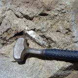 another shot of a clear quartz crystal in a freshly exposed pocket in the granite, clearview claim Passmore BC (Author: thecrystalfinder)