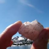 Rose quartz found nearby in boulders loose among talus fields (Author: thecrystalfinder)