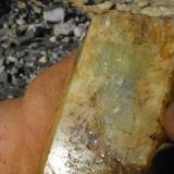 Large beryl crystal I found in dirt at base of pegmatite (Author: thecrystalfinder)