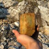 Large beryl crystal I found in dirt at base of pegmatite (Author: thecrystalfinder)