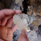 opening the calcite pocket with first crystal to come out (Author: thecrystalfinder)