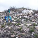 Riana at another quartz outcrop. (Author: Pierre Joubert)