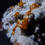 Wulfenite.
Probably  Los Lamentos, Mun de Ahumada, Chihuahua, Mexico.
Wulfenite to 7 mm (Author: nurbo)