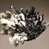 Stibnite
Baia Sprie, Maramures, Romania
6.5 x 8.5 cm.
A classic specimen of splendent, bladed stibnite crystals with lustrous, white barite. (Author: crosstimber)