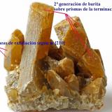 Barita
Mina Barega, Gonnesa-Carbonia, Iglesias, Cerdeña, Italia
8 x 7,5 x 7 cm.
Indicación de la exfoliación y la segunda cristalización (Autor: Antonio Alcaide)