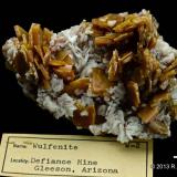 Wulfenite
Defiance Mine, Gleeson, Arizona, USA
Old piece. (Author: Roger Warin)