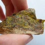 Uraninite, Gummite
Ty Gallen Mine, Morbihan, Brittany Area, France.
45*30 mm

Uraninite (black) with Gummite (brown and yellow)
Same specimen (Author: Benj)