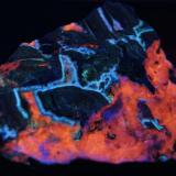 Aragonito, Willemita, Calcita, Esfalerita, Hedyphana, Hidrozincita y desconocidos - Fluorescente
Puttapa, mina de zinc que forma parte del complejo Beltana, al lado de la mina de zinc Aroona, Australia.
68 x 58 x 35 mm
Luz UV onda corta. (Autor: Daniel C.M.)