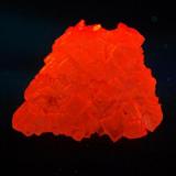 Halita - Fluorescente
Salton Sea, Imperial Co, California, EEUU
77 x 60 x 48 mm
Luz UV onda corta.
Halita es de rosa-naranja-rojo. (Autor: Juan María Pérez)