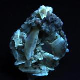 Yeso - Fluorescente.
Cantera Maria Rosa, Olocau, Valencia, Comunidad Valenciana, España.
6 x 5 x 4 cm
Luz UV onda corta. (Autor: Daniel C.M.)