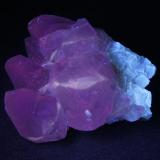 Calcita, Fluorita - Fluorescente.
Mina Moscona, Solís, Zona Minera de Villabona, Corvera de Asturias, Asturias, España
6 x 5  x 3 cm
Luz UV onda corta. (Autor: Daniel C.M.)