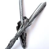 Stibnite
Wuning Mine, Qingjiang, Wuning Co., Jiujiang Prefecture, Jiangxi Province, China
Longer crystal cluster 11,5 cm / shorter one 9,5 cm (Author: Tobi)