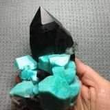 Microcline (variety Amazonite) with smoky Quartz
Colorado, USA

From the Dorris family, an unrepaired smoky and amazonite. (Author: Gail)