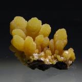 Mimetite
Mina Ojuela, Mapimi, Durango, Mexico
4 x 2 x 2 cm
Plate of bright yellow lustrous reversed tear drop like of mimetite crystal aggregates. Tear drops are up to 2 cm high (Author: Jean Sendero)