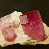 Tourmaline.
Mogok, Burma.
12 mm main crystal on 2 cm matrix.
 (Author: Ru Smith)