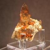 Spessartine, Quartz (var Smoky Quartz)
Tongbei, Yunxiao, Fujian Province, China
5.5 x 5.2 cm
ex-Carles Vila
Spessartine garnet on and included in Smoky Quartz (Author: Don Lum)