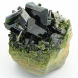 Epidote, Quartz
Khowrin Mount, Kohandan (East of Tafresh), central Iran
The largest crystal on top is 1.3cm in length. (Author: vhairap)