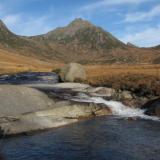 Isle of Arran, Scotland, UK
Looking north along Glen Rosa (valley) towards the fine mountain of Cir Mhor (799m). Although the mountains of Arran are modest in height in comparison to many of Scotlands’ mountains, they possess a unique grandeur. Photo taken in november. (Author: Mike Wood)