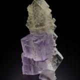 Fluorite on celestine
Mina El Tule, Melchor Muzquiz, Coahuila, Mexico
9 x 5 x 4 cm
typical 3 cm fluorite cubes on 9 cm Celestine spear.  Peter Megaw specimen, Jeff Scovil photograph (Author: Peter Megaw)