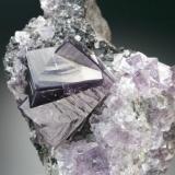 fluorite with sphalerite
Frazer&rsquo;s Hush Mine, Rookhopeburn, Weardale, Co. Durham
main crystal is 2.5 cm on edge (Author: Jesse Fisher)