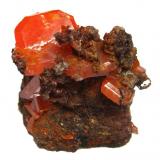 Wulfenite
Red Cloud Mine, Silver District, Trigo Mts, La Paz Co., Arizona, USA
Largest wulfenite crystal 1,8 cm, specimen height 3 cm (Author: Tobi)