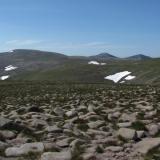 Six weeks later and the scene is much less snowy. A one day lightweight trip to Ben Macdui. Suncream and sunhat essential. Extremely pleasant walking though, and miles can be covered at a fast pace. (Author: Mike Wood)