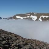 Braeriach mountain on the other side of the Lairig Ghru (deep valley) which was filled with cloud. I had to descend 1000ft into the mist and up the far side, then do the same on the way back. (Author: Mike Wood)