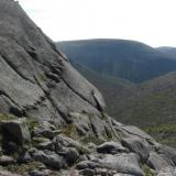 Typical thin &rsquo;pegmatite&rsquo; vein in the granite of Ben a&rsquo; Bhuird. (Author: Mike Wood)