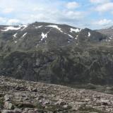 Beinn Mheadhoin from the East. Photo taken June 2012, from Beinn a’ Chaorainn. (Author: Mike Wood)