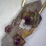 Fluorite, Quartz
Orange River Area, Northern Cape Province, South Africa
23 x 10 x 8 mm (Author: Don Lum)