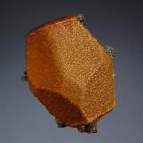 Siderite ps. calcite
Broken Hill Mine, Aggeneys, N. Cape Prov., South Africa
4.3 x 5.1 cm
A barrel-shaped, hollow, brown prism of siderite/sphalerite pseudomorphing calcite. (Author: crosstimber)
