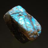 Anorthite variety labradorite
Antsohamamy Quarry, Ianapera, Benenitra Dist., Tulear Prov., Madagascar
4.0 x 4.9 cm
A sample of labradorite that exhibits a bright blue schiller effect. (Author: crosstimber)