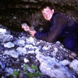 But it was worth the effort!
Self-taken photo of me in the crystal cave, holding smoky quartz crystals..
More to follow... (Author: Mike Wood)