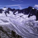 Glacier de Talèfre from Aiguille du Moine.
Photo taken 1991. (Author: Mike Wood)