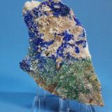 Linarite, Brochantite
Sunshine #1, Blanchard Mine, Bingham, New Mexico, USA
10.5 x 6 cm (Author: Don Lum)