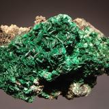 Metatorbernite
Musonoi Extension, Kolwezi, Katanga Prov., DR Congo
5.0 x 9.0 cm
Emerald-green bladed crystals of metatorbernite covering a gray matrix. (Author: crosstimber)