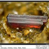 Rutile
Gries pass,  Gries lake area,  Ägene Valley,  Ulrichen,  Goms,  Wallis (Valais),  Switzerland
fov 3 mm (Author: ploum)